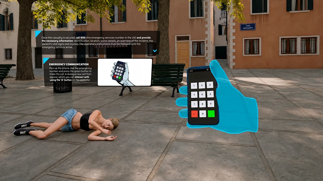 first aid simulator calling emergencies